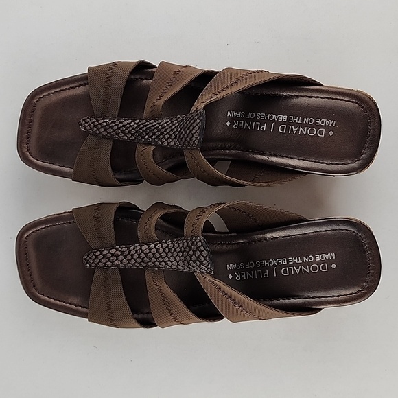 Donald J Pliner Clare Wedge Sandal Cork Fuax Snakeskin Fabric Straps Size 9M - Picture 5 of 16
